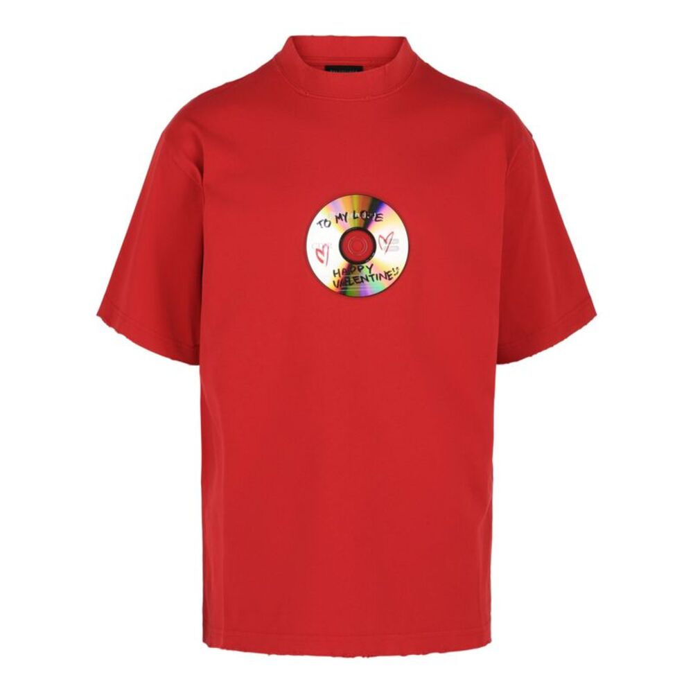 Balenciaga Val To My Love Graphic T-Shirt Red Mens